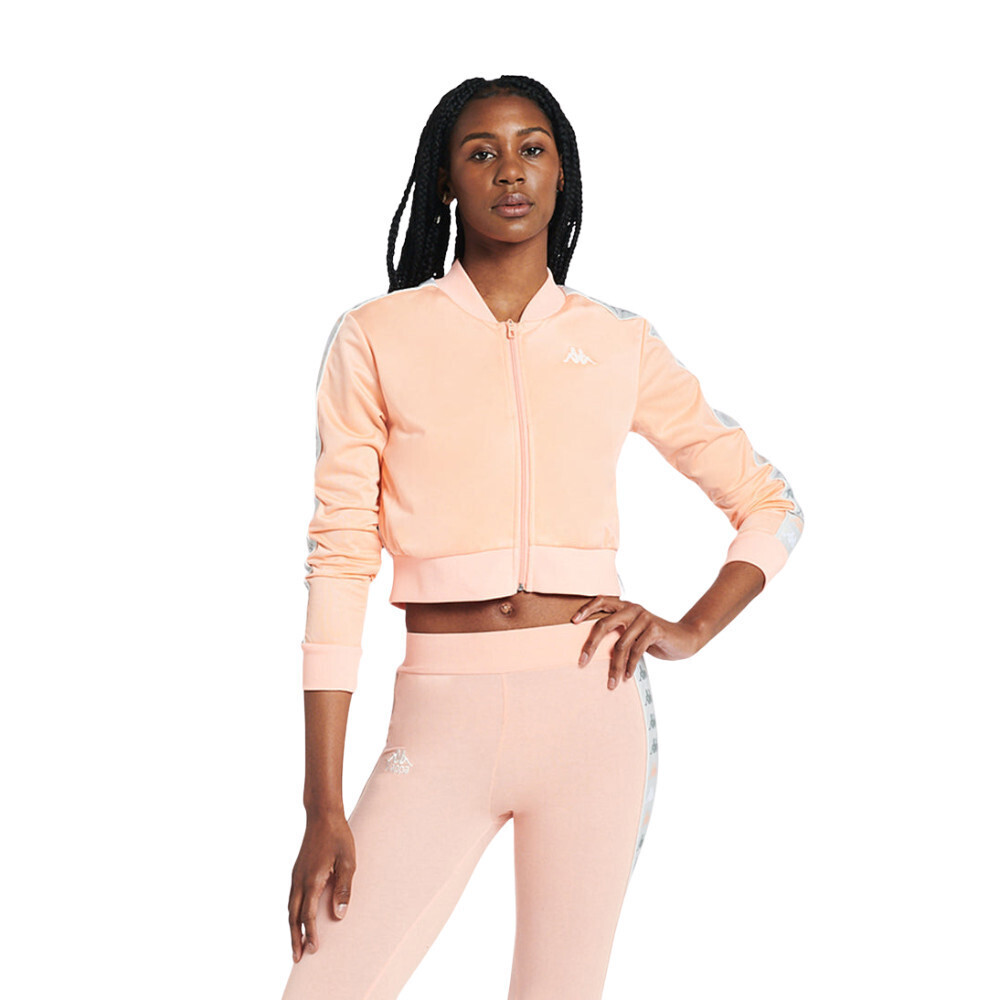Kappa 222 Banda Asber 2 Bomber Jacket Women Large Orange Full Zip Cropped RED490